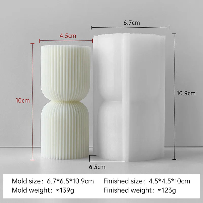 Striped Cylinder Silicone Candle Mold for DIY Pillar, Soy Wax, Plaster & Resin Crafts