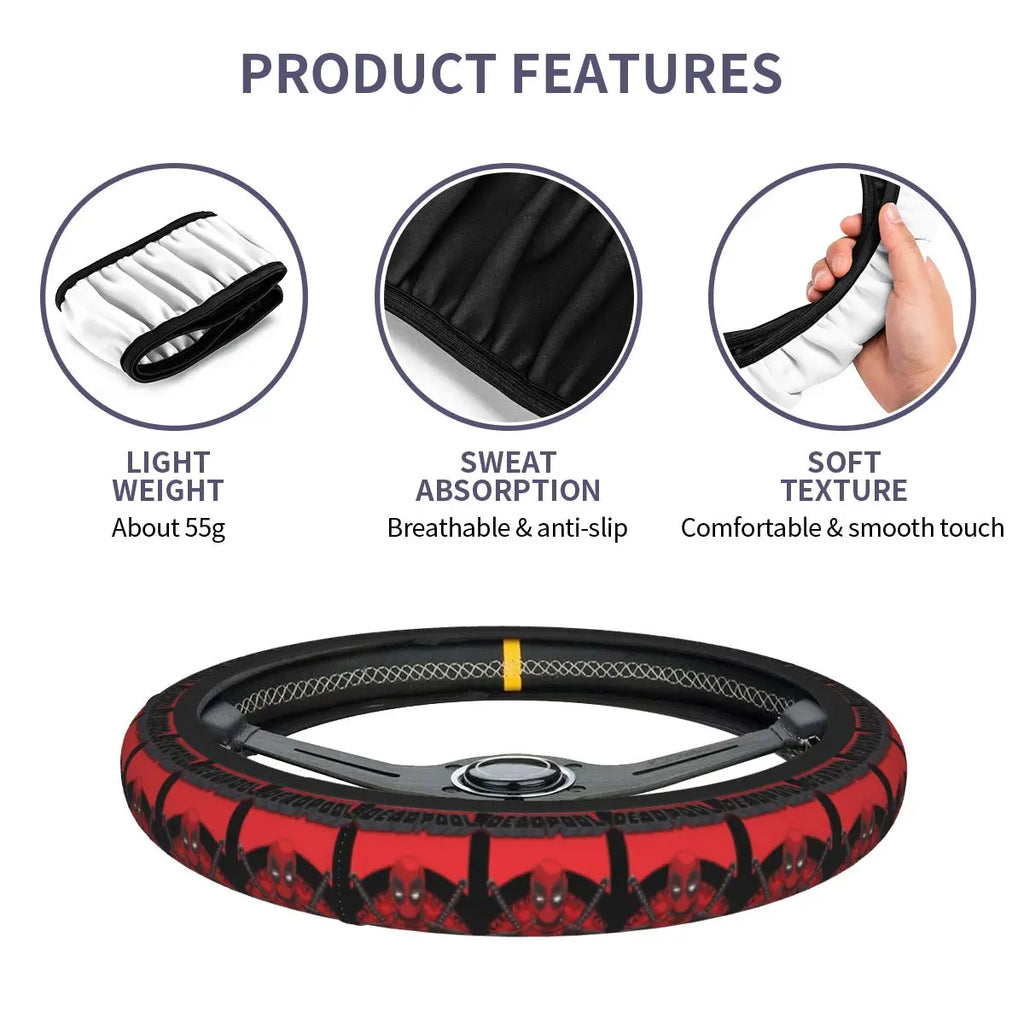 Kawaii Manga Steering Wheel Cover Soft Universal Fit 37-38 cm (14.5-15 in) Car Protector