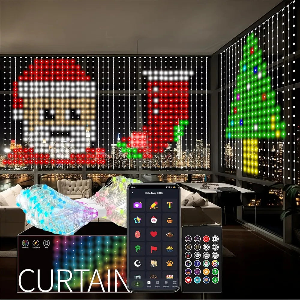 400–800 LED RGB Smart Curtain Lights with App, Remote & Music Sync — Party, Wedding & Valentine's Day Decor