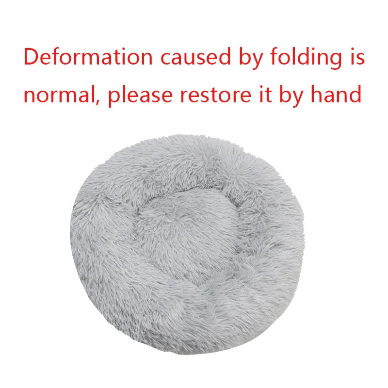 Round Plush Pet Bed, Washable Cozy Dog & Cat Sofa, Winter Warm, Multiple Sizes 16–35 in (40–90 cm)