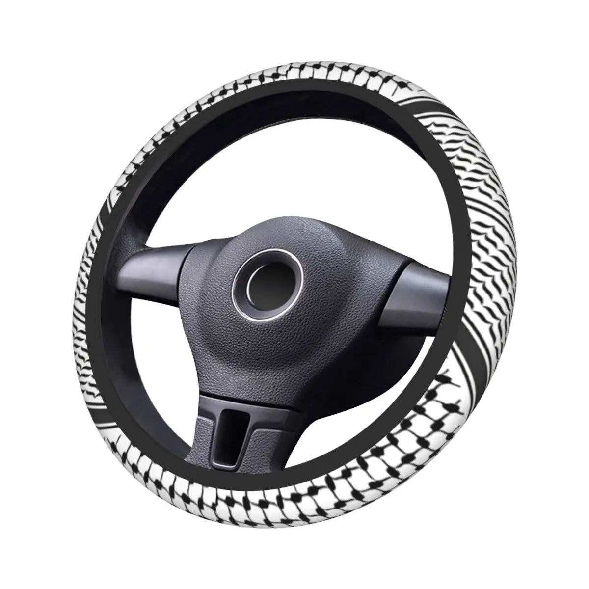 Keffiyeh Car Steering Wheel Cover 37–38 cm (14.6–15.0 in) Anti-Slip Faux Leather Colorful Kufiya Pattern
