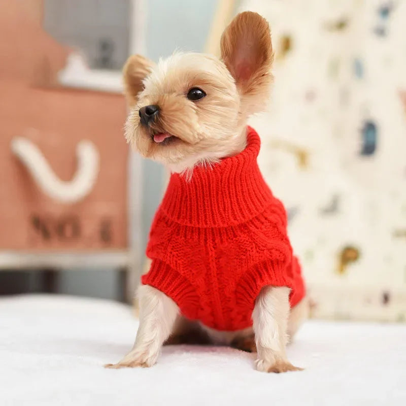 Knitted Winter Dog Sweater for Small & Medium Dogs, Chihuahua & Yorkie Puppy Pullover
