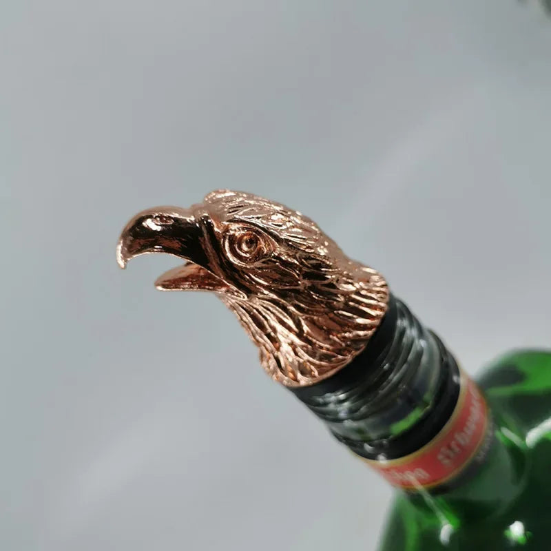 Zinc Alloy Animal Head Wine Pourer - Decorative Bottle Pour Spout & Stopper (Deer, Elk, Lion, Leopard, Wolf, Eagle, Dragon)