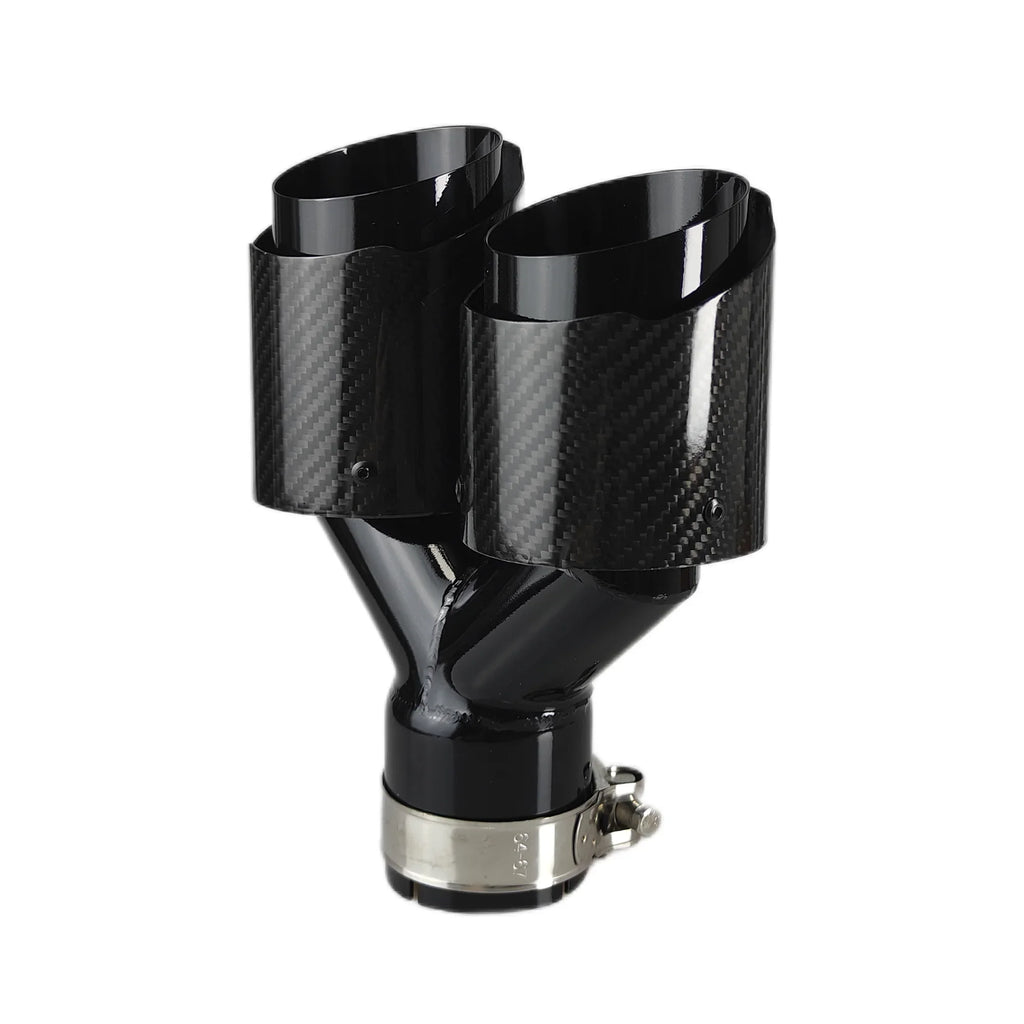 Carbon Fiber 304 Stainless Steel Rear Exhaust Tip Decorative Muffler - Universal Fit