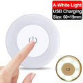 Portable USB Rechargeable LED Night Light - Touch Round Table Lamp for Bedroom, Kids Room & Living Room