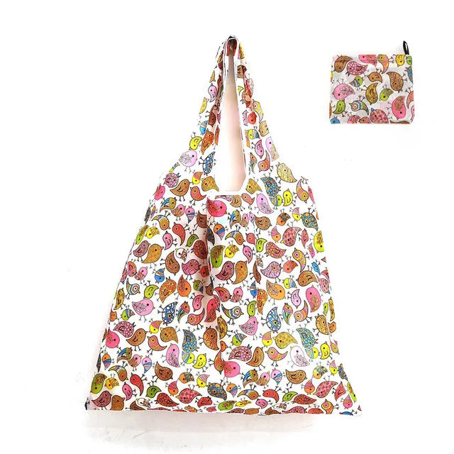 Large Foldable Reusable Shopping Tote Bag, Eco Grocery & Beach Shoulder Bag, Packable Polyester