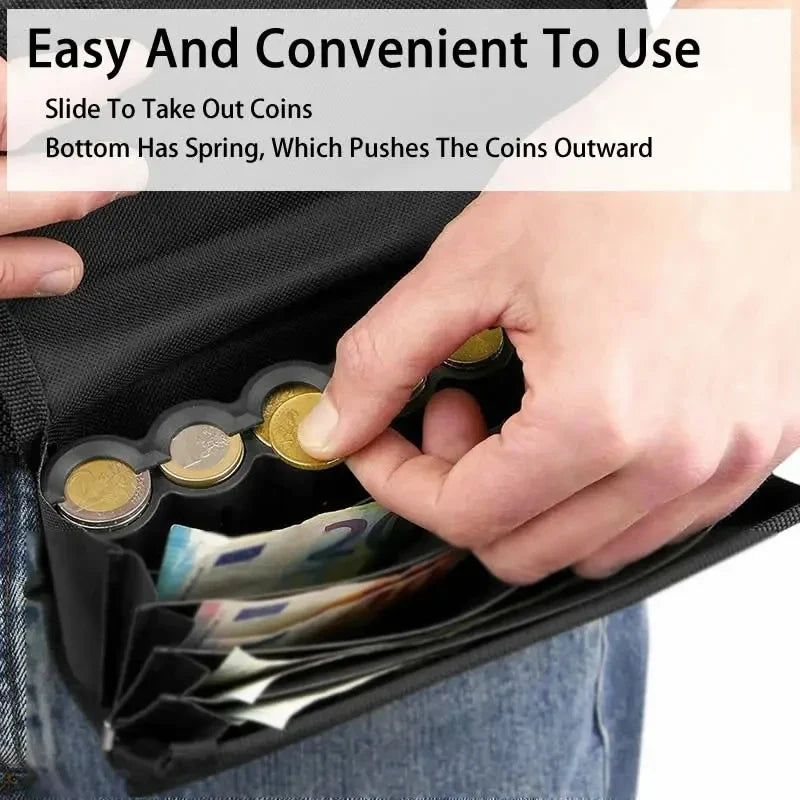 Portable 6-Slot Euro Coin Dispenser - Coin Holder with Spring for Cashiers, Waiters & Drivers
