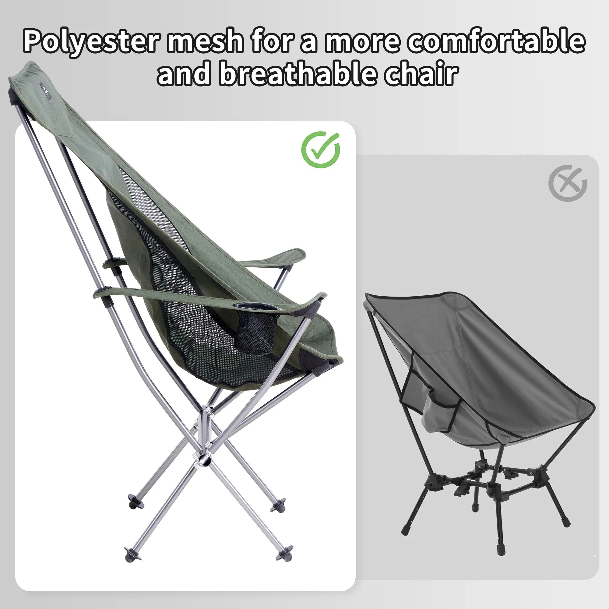 Ultralight Folding Widen Camping Chair - Portable Outdoor Beach, Fishing & Picnic Seat (18.1 x 14.1 x 38.7 in / 46 x 36.5 x 98.5 cm)