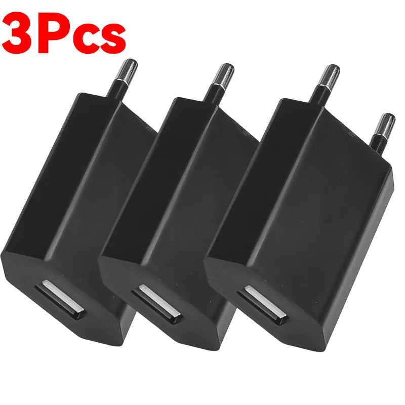 EU Plug USB Wall Charger 5V 1A Travel Adapter, Universal Smartphone USB Charger, 1-5 Pack