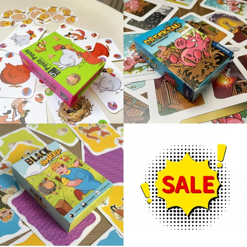 3-Pack Party Card Games – Chicken Chiu Chiu, Drecksau & Piou Piou | Family Kids Card Game Gift