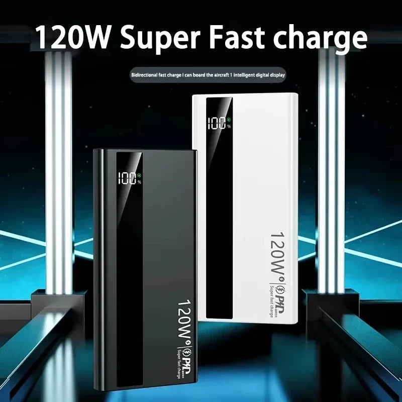 50000mAh 120W Magnetic Wireless Power Bank with LED Display – Portable Fast Charger USB-C/USB-A for iPhone, Samsung, iPad, Android