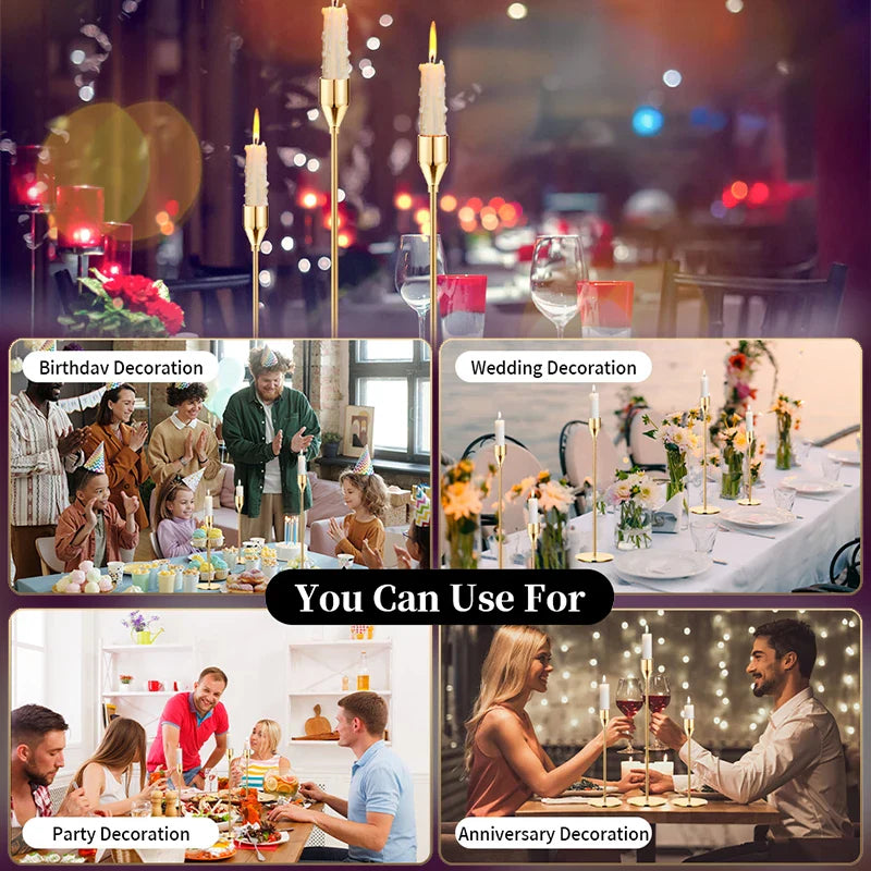 3-Piece Metal Candle Holder Set – European Modern Tabletop Candlesticks for Wedding, Party & Home Decor (24/29/34 cm | 9.4/11.4/13.4 in)