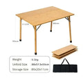 Bamboo Folding Camping Table 2- & 3-Fold Portable Picnic BBQ Table with Aluminum Frame