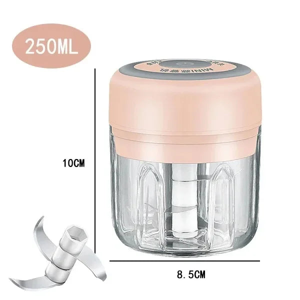 USB Rechargeable Electric Garlic Chopper & Crusher, Mini Portable Food Chopper 250/100 ml (8.5/3.4 fl oz)