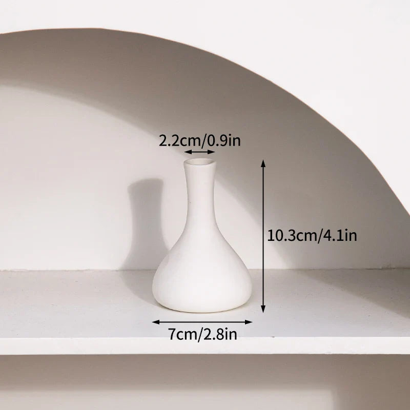 White Ceramic Bud Vase Nordic Matte Decorative Vase for Home Living Room Tabletop Flower Arrangements Photo Props