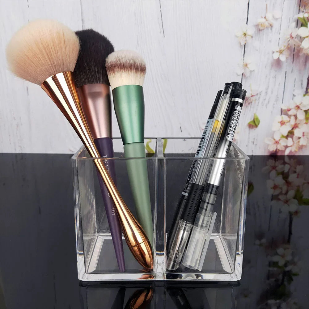 Clear Acrylic Makeup Brush Organizer – Transparent Cosmetic Holder for Lipstick, Brushes & Makeup Tools