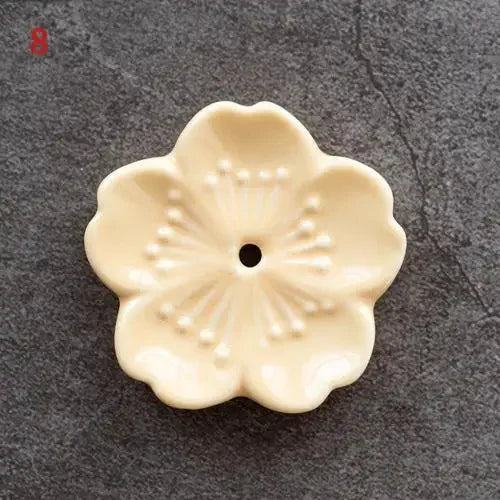 Cherry Blossom Ceramic Incense Burner Sakura Incense Stick Holder Aromatherapy Censer Home & Office Decor