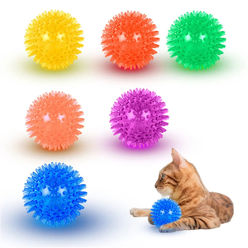 TPR Squeaky Thorn Chew Ball for Dogs & Cats — Teeth Cleaning Puppy Training Toy