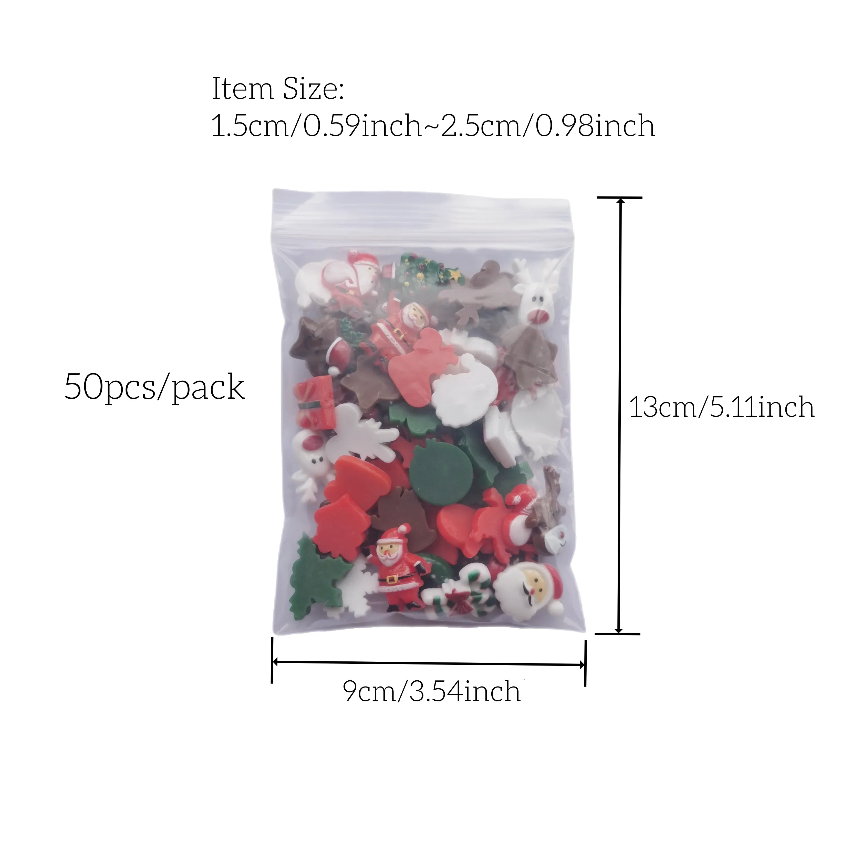 50pcs Christmas Resin Flatbacks for DIY Crafts & Jewelry Making