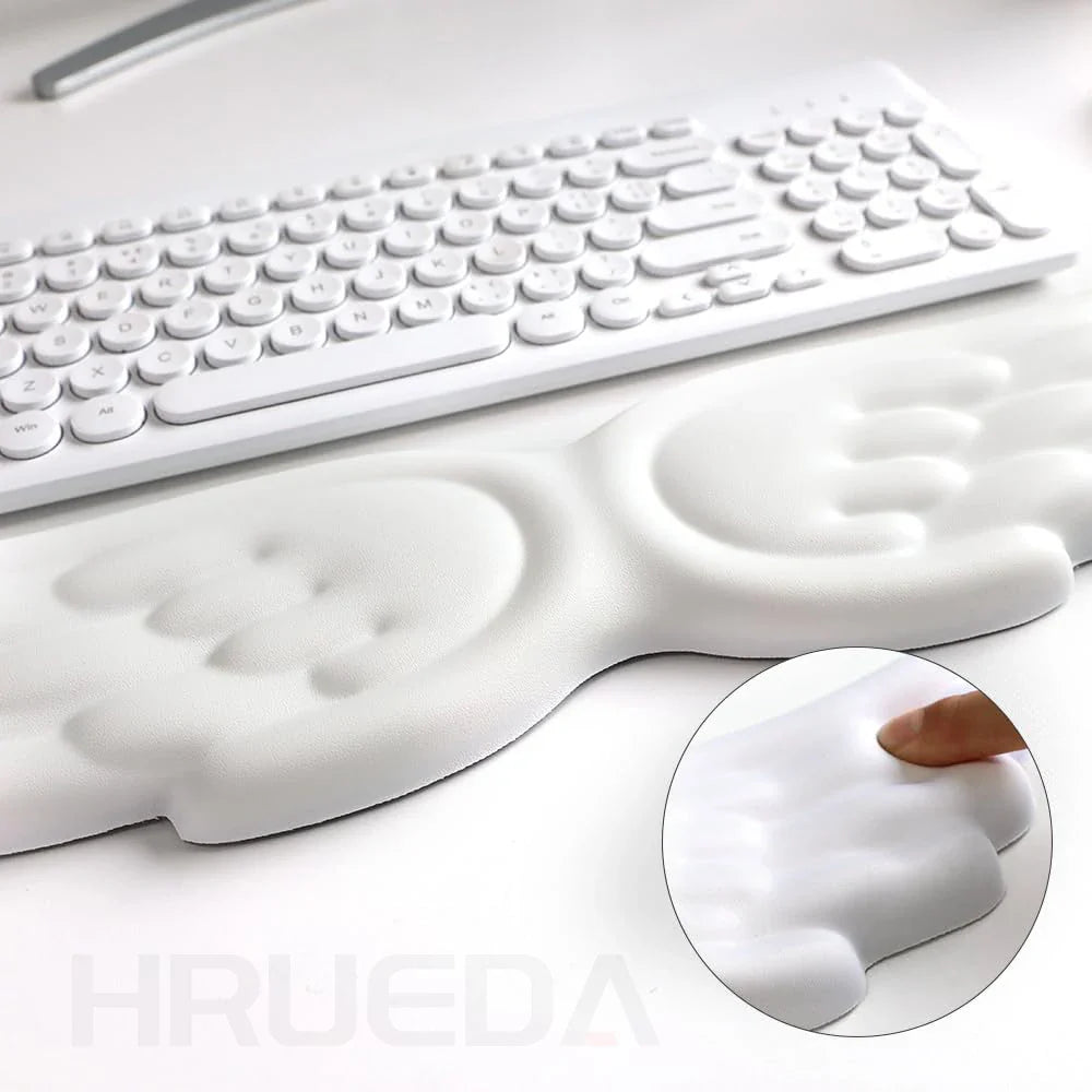Angel Wing Memory Foam Wrist Rest & Mouse Pad for Mechanical Keyboard and Laptop — Ergonomic Wrist Support