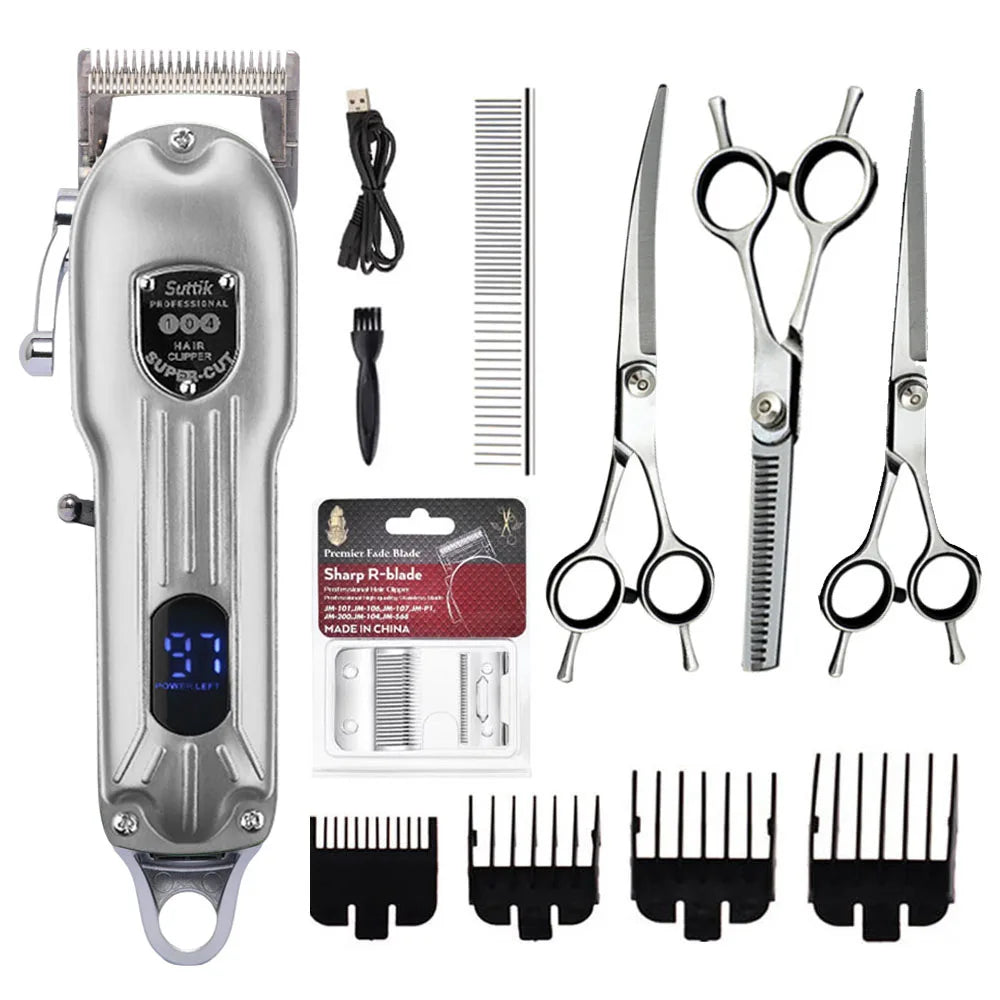Professional Rechargeable Pet Hair Clipper - All-Metal Dog & Cat Grooming Trimmer, Quiet Cordless