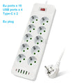 EU Power Strip 2500W — 10-Outlet Extension with Safety Master Switch, 6 USB Ports incl. USB-C, 2m (6.6 ft) Cord, EU Plug