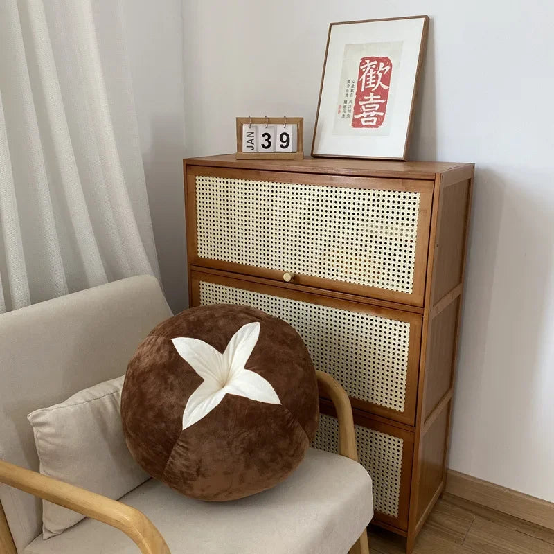 Thickened Round Seat Cushion Plush — Tomato Mushroom Persimmon Vegetable Pillow for Window Seat & Bedroom, Removable & Washable