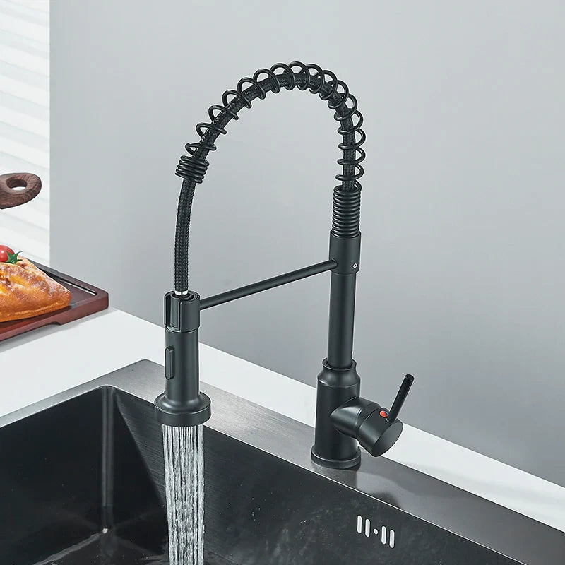 Pull-Down Kitchen Faucet Single Handle 360° Swivel Hot & Cold Mixer with Dual-Function Nozzle, Stainless Steel 304