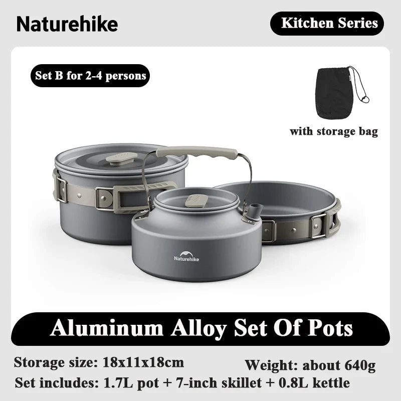 4-7 Person Camping Cookware Set - Lightweight Aluminum Pot Set for Outdoor Picnic & Backpacking