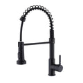 Pull-Down Spring Kitchen Faucet — Matte Black Brushed Stainless, 360° Swivel, Hot & Cold Mixer, Single-Handle Pull-Out
