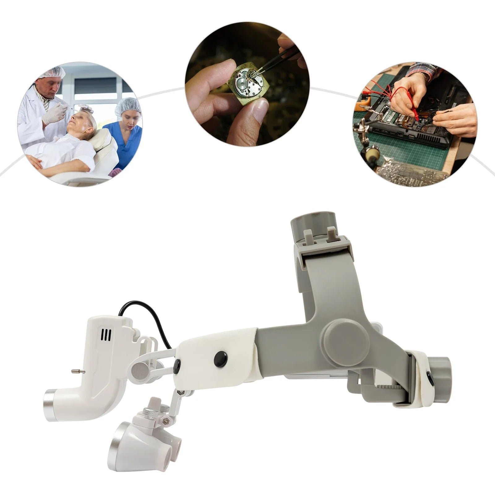 Binocular Medical Magnifier 3.5X LED Headband Light - Adjustable Rechargeable for Dental, Clinical & Jewelry Work