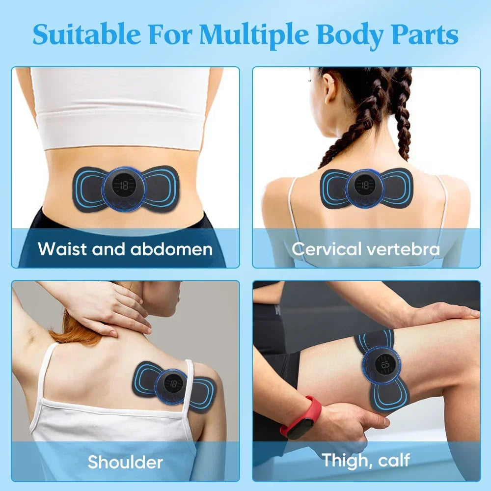 Portable EMS Neck and Body Muscle Stimulator Mini Electric Massager for Neck, Back, Calf & Joint Pain Relief