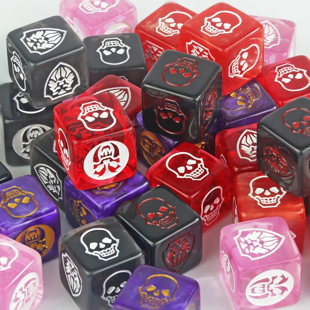 6-Pack 16mm D6 Game Dice - Transparent, Opaque & Marble Colors for Board Games & Tabletop RPGs