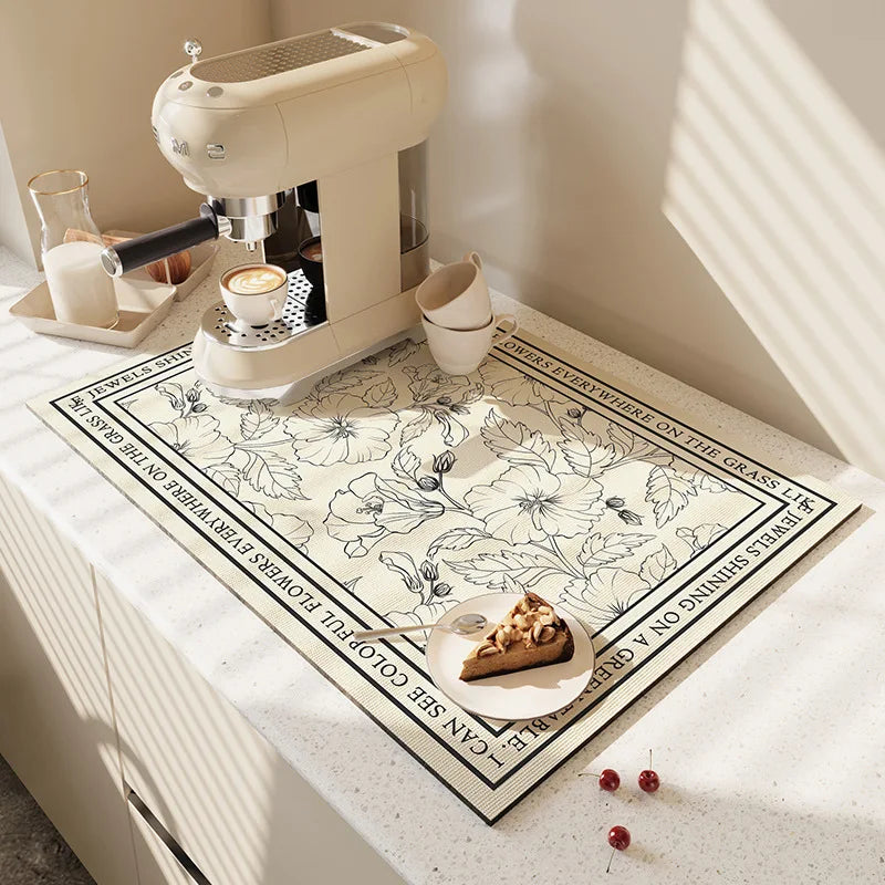 Absorbent Diatom Mud Dish Drying Mat – Non-Slip Quick-Dry Kitchen & Bathroom Drain Pad