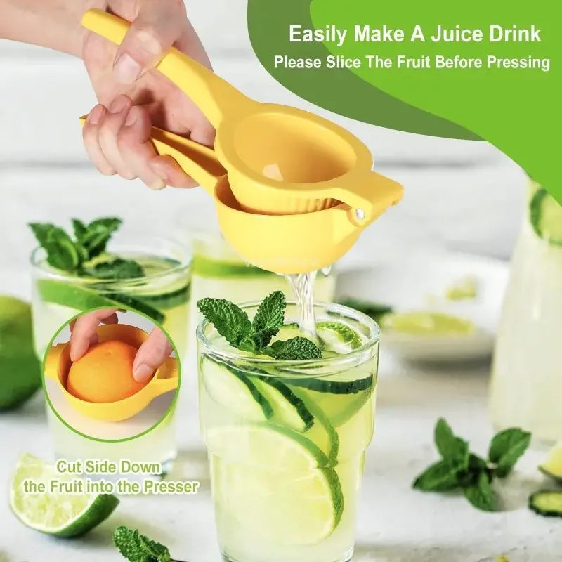 Aluminum Lemon Squeezer Manual Citrus Juicer Handheld Lemon Press – Portable Yellow