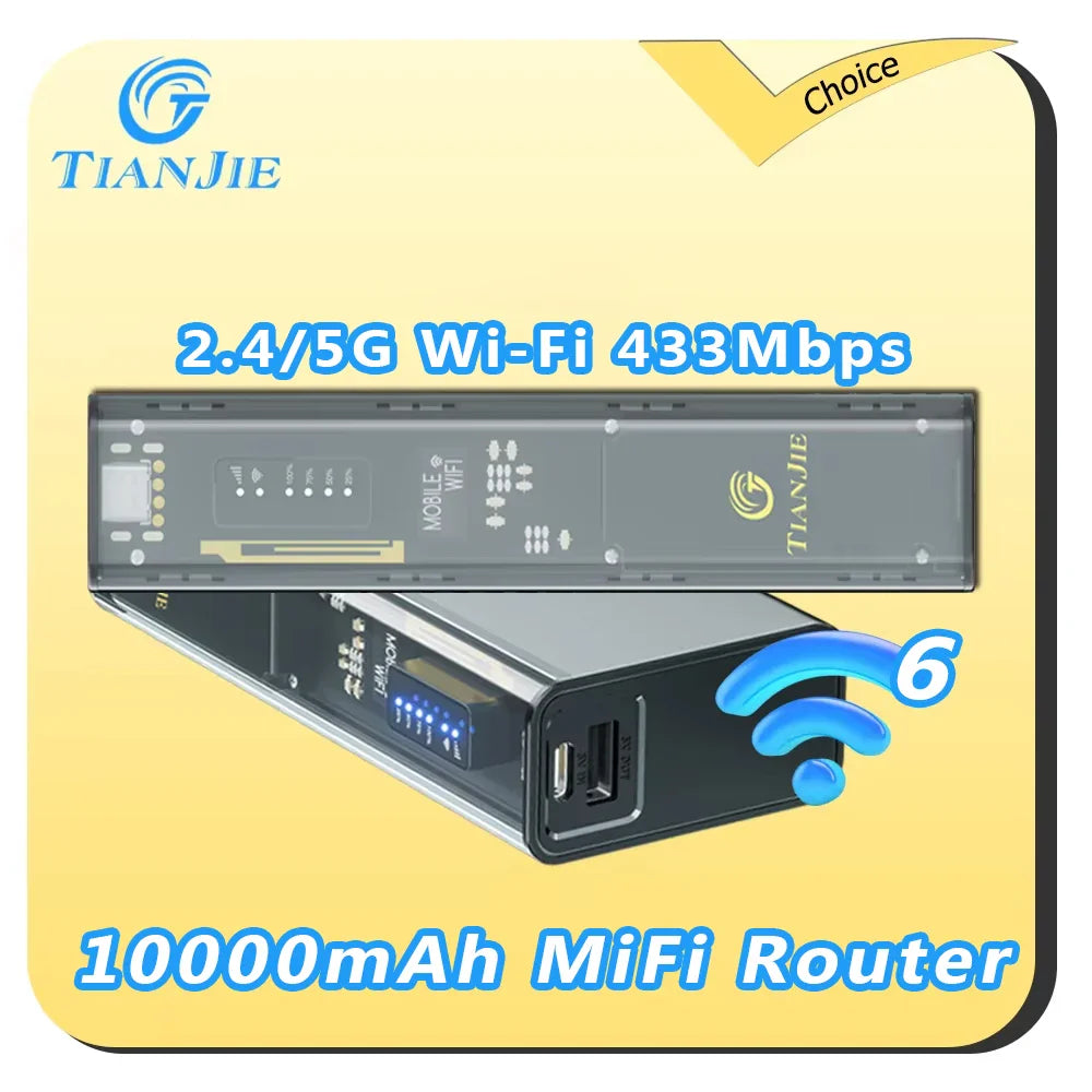 4G Mobile WiFi Router 10000mAh Power Bank Dual-Band 2.4/5GHz Portable MiFi Hotspot Global Band Support