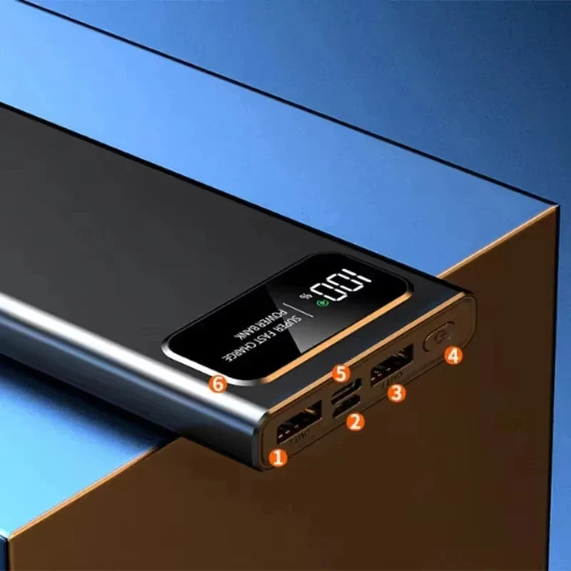 120W 200000mAh Digital Display Portable Power Bank - Fast Charger for Smartphones & Laptops (USB-A, USB-C, Micro USB)