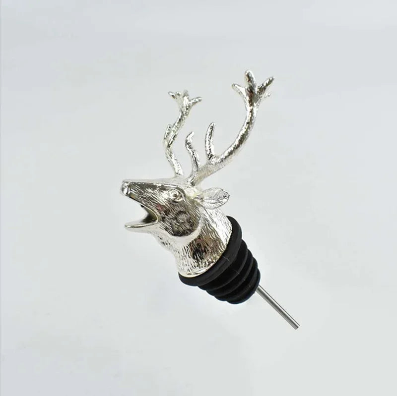 Zinc Alloy Animal Head Wine Pourer - Decorative Bottle Pour Spout & Stopper (Deer, Elk, Lion, Leopard, Wolf, Eagle, Dragon)
