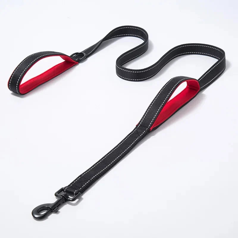 Heavy Duty Double Handle Dog Leash - Dual Handle Training Lead for Outdoor Travel & Greater Control