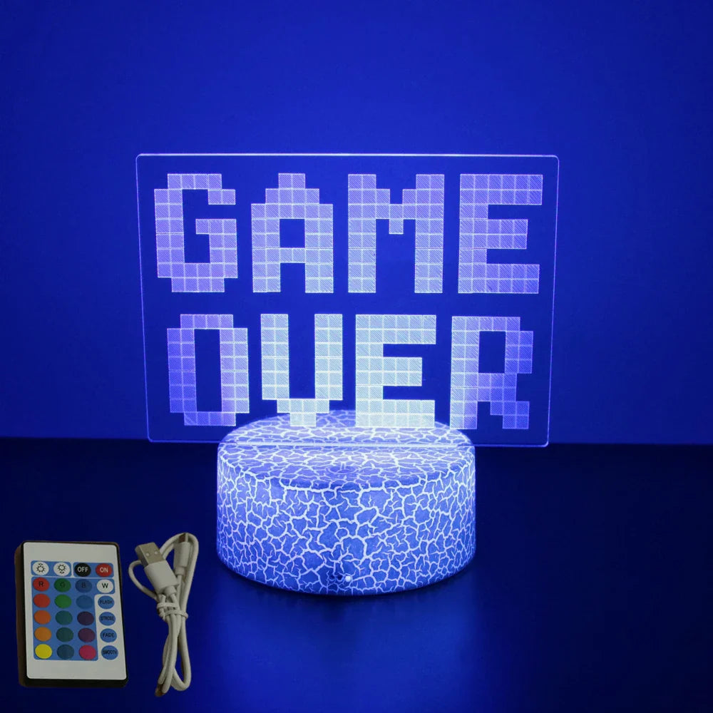 3D LED Neon Gamer Lamp - RGB Acrylic Night Light with Remote & Touch for Kids & Gaming Room