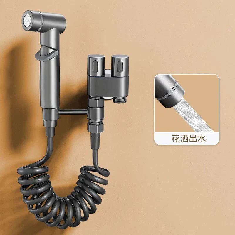 Handheld Bidet Sprayer Set with Double-Outlet Angle Valve – Wall-Mount Toilet Shower for Baby, Pet & Bathroom Cleaning