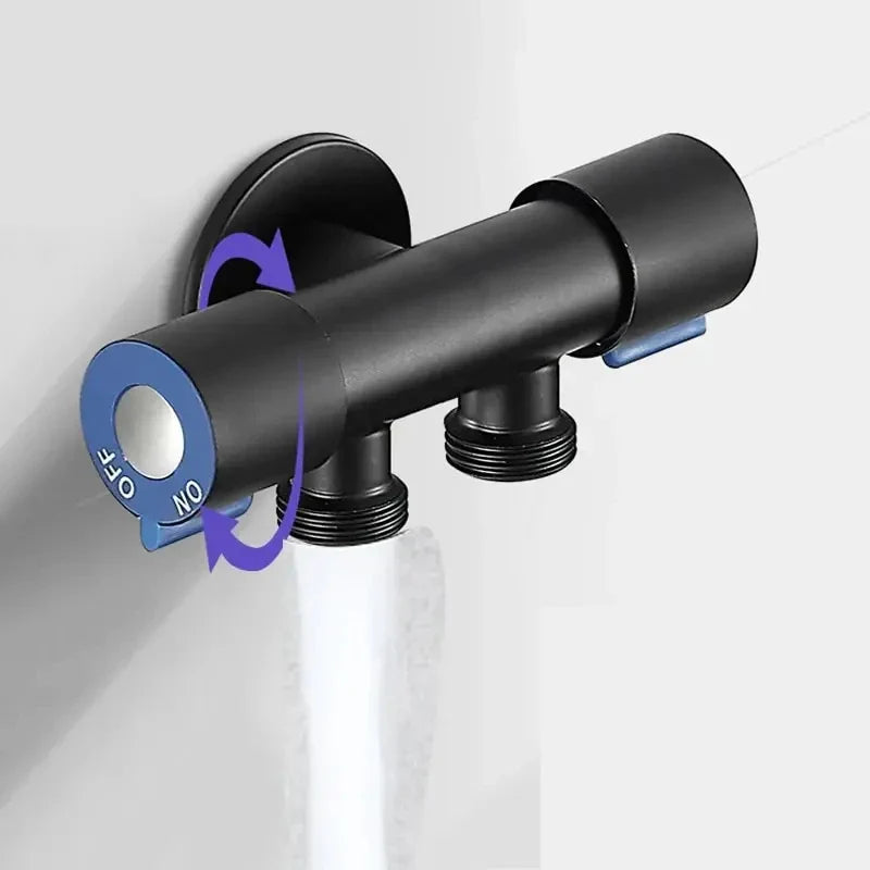 Stainless Steel Cold Water Angle Valve 1-In-2-Out Double Outlet for Toilet & Washing Machine