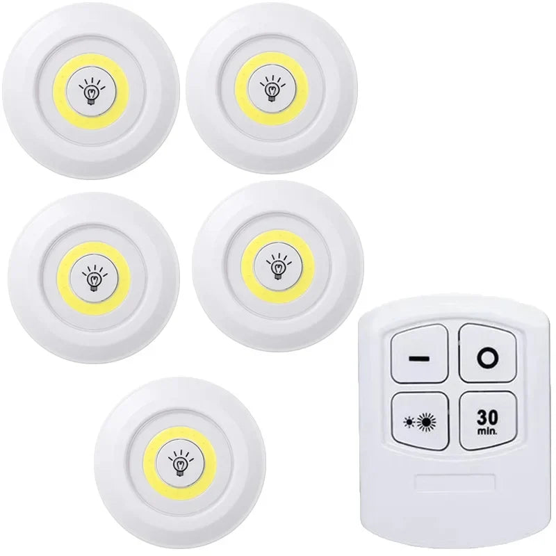 Dimmable Battery-Operated LED Under-Cabinet Light with Remote — Closet, Wardrobe & Bathroom Night Lamp