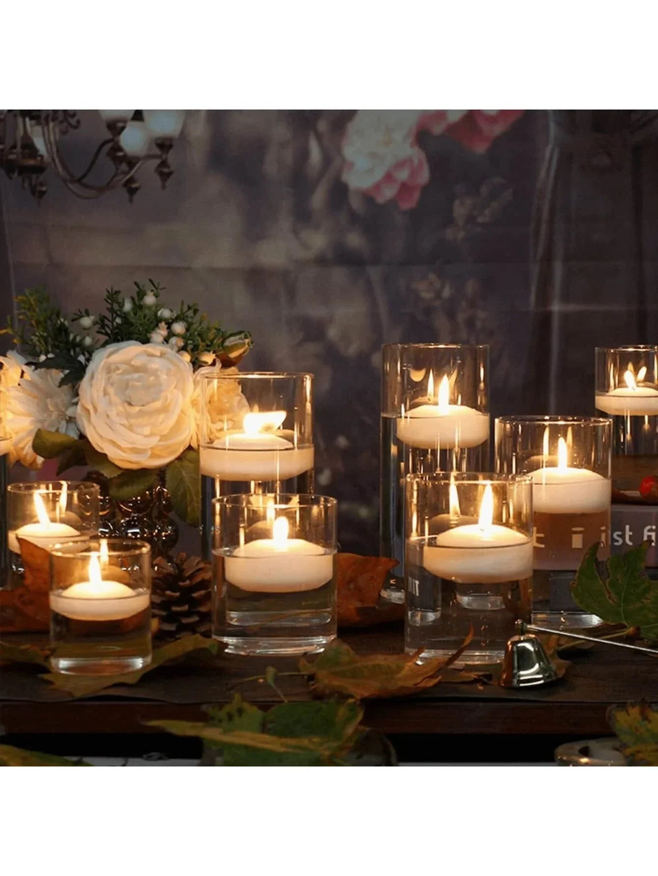 Clear Cylinder Borosilicate Glass Candle Holder Pillar Vase for Wedding & Party Centerpieces (Candles Not Included)