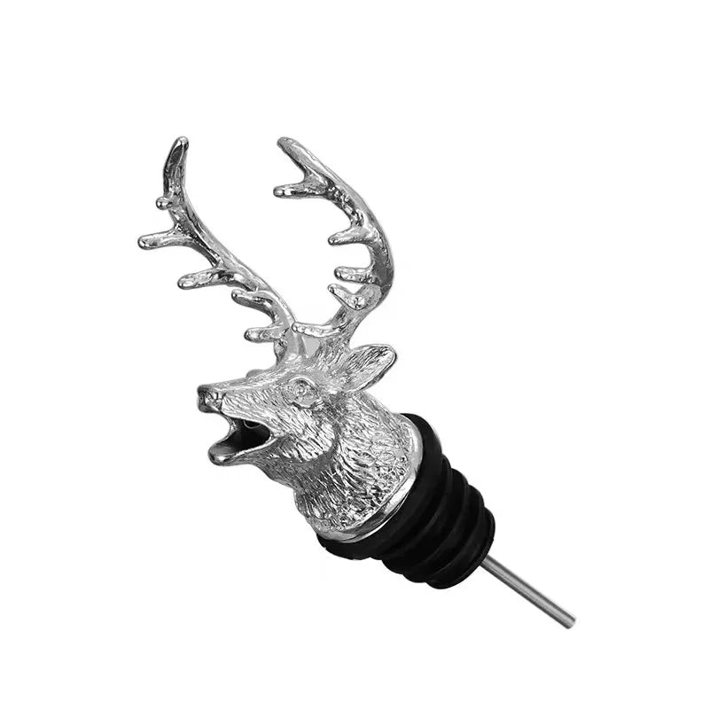 Zinc Alloy Animal Head Wine Pourer - Decorative Bottle Pour Spout & Stopper (Deer, Elk, Lion, Leopard, Wolf, Eagle, Dragon)