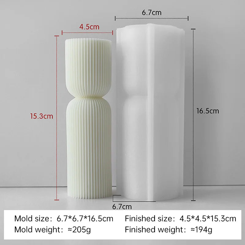 Striped Cylinder Silicone Candle Mold for DIY Pillar, Soy Wax, Plaster & Resin Crafts