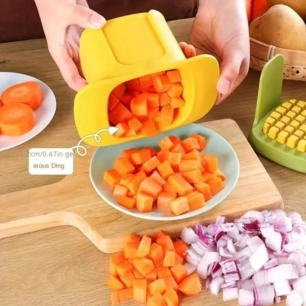 Multifunctional Vegetable Slicer and Dicer Manual Hand-Press Cutter with Stainless Steel Blades