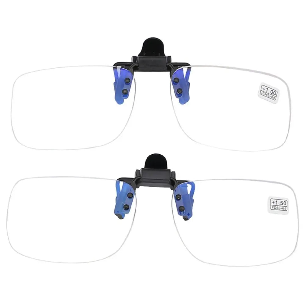 Flip-Up Clip-On Reading Glasses for Presbyopia, Rimless Ultra-Light Magnifiers +1.00 to +4.00