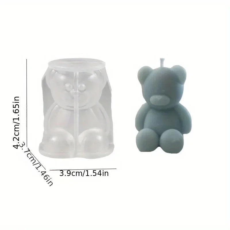 Silicone Bear Mold 3.4 x 2.8 x 2.8 in (8.7 x 7 x 7 cm) for Scented Candles, Soap & Resin Casting — Cute Animal Shape for Home Decor & Aromatherapy