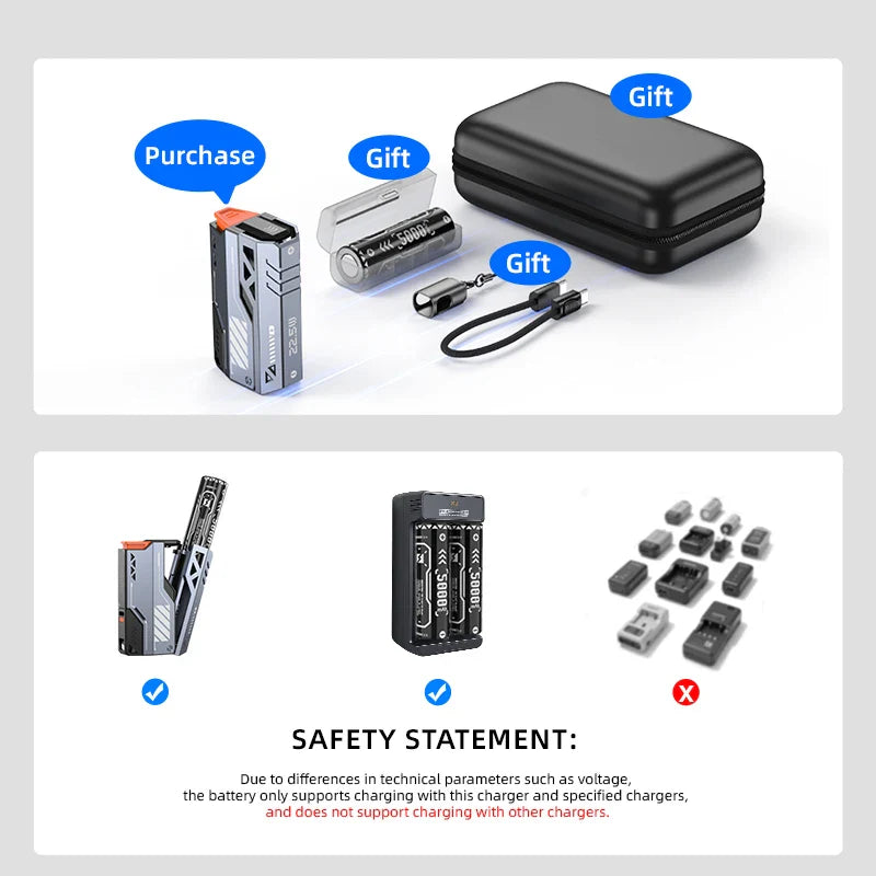 Detachable 30000mAh Power Bank — 22.5W PD Wireless Fast Charger USB-C with 21700 Replaceable Batteries